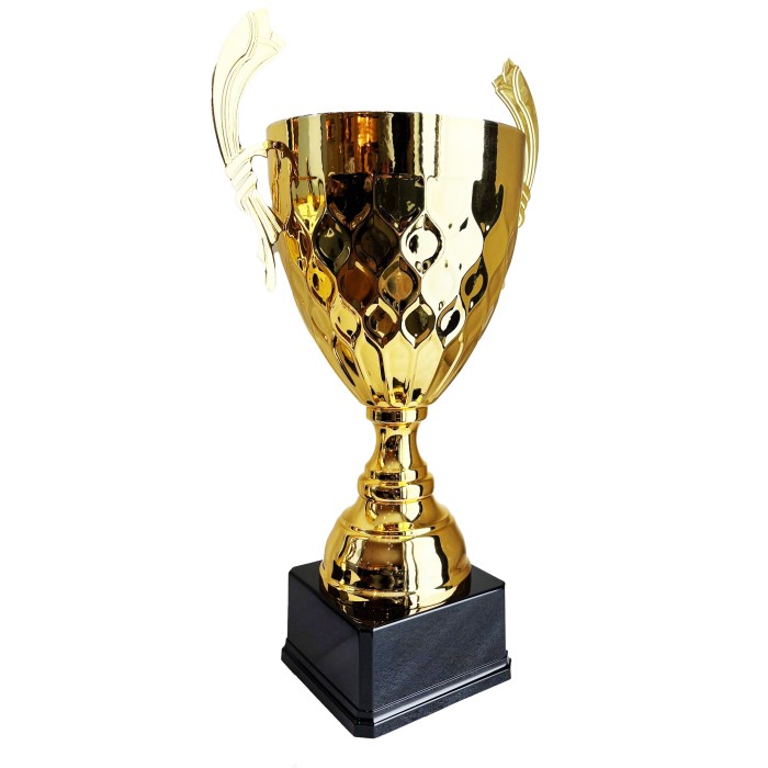 LARGE GOLD METAL HANDLED TROPHY CUP - 3 SIZES - 44CM to 61CM